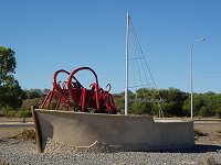 giant crayfish at the town's entrance