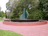 a fountain outside the Bicentennial conservatory