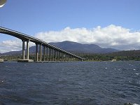 Tasman Bridge and Mt.Wellington, view from Derwent River next to Rose Bay