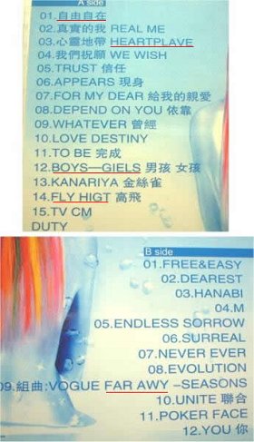track list