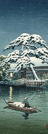 Hasui Kawase -  Snow at Funabori