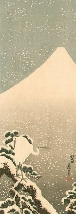 Hokusai - Egret and Mt.Fuji